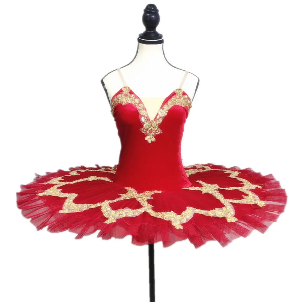 Red Black White Ballet Tutu Skirt Velvet Top Professional Belly