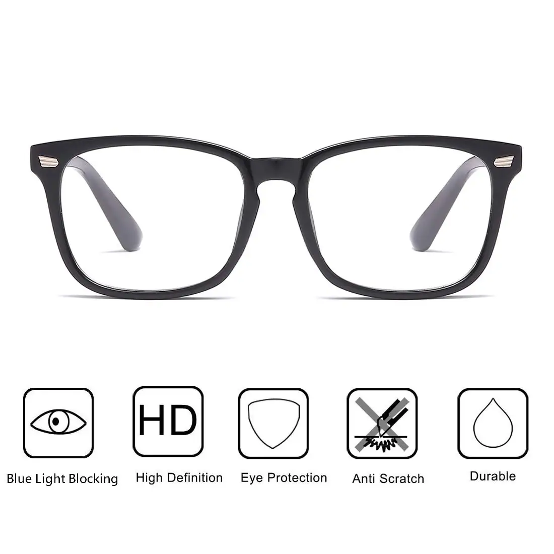 Square Frame Blue Light Blocking Glasses for Eye Comfort