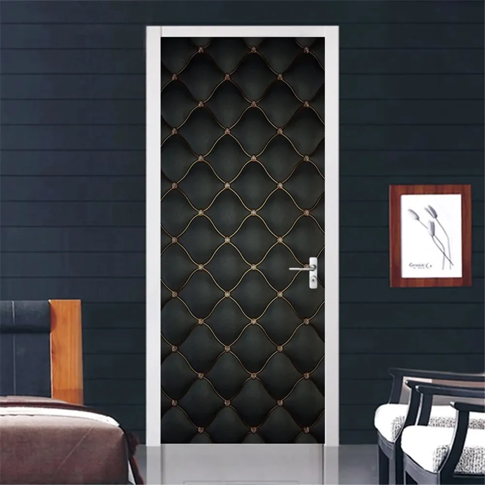 PVC Door Sticker 3D Abstract Wallpaper Living Room Art Poster waterproof Self-Adhesive Mural wall Stickers door wallpaper stickers