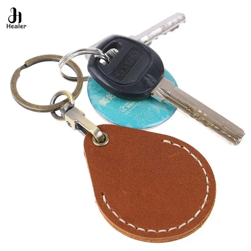 Vintage Leather Key Case Keychain Doorlock Access Control Tags Keyfob Tag ID Card Case Keychain Access Card Bag Key Tag Key Ring