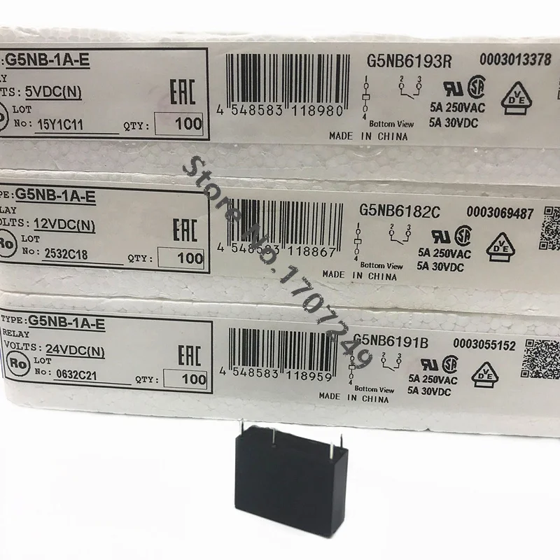 전원 릴레이 G5NB-1A-E, DC 5V, 12V, 24VDC 코일 G5NB-1A-E-24V G5NB-1A, 5A250VAC, 4 핀 1 그룹 정상 개방, 무료 배송, 박스 당 100 개