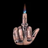 Funny Middle Finger Torch Lighter with Fuk You Voice Windproof Jet Flame Lighters Smoking Accessories Refillable Butane Lighter 5