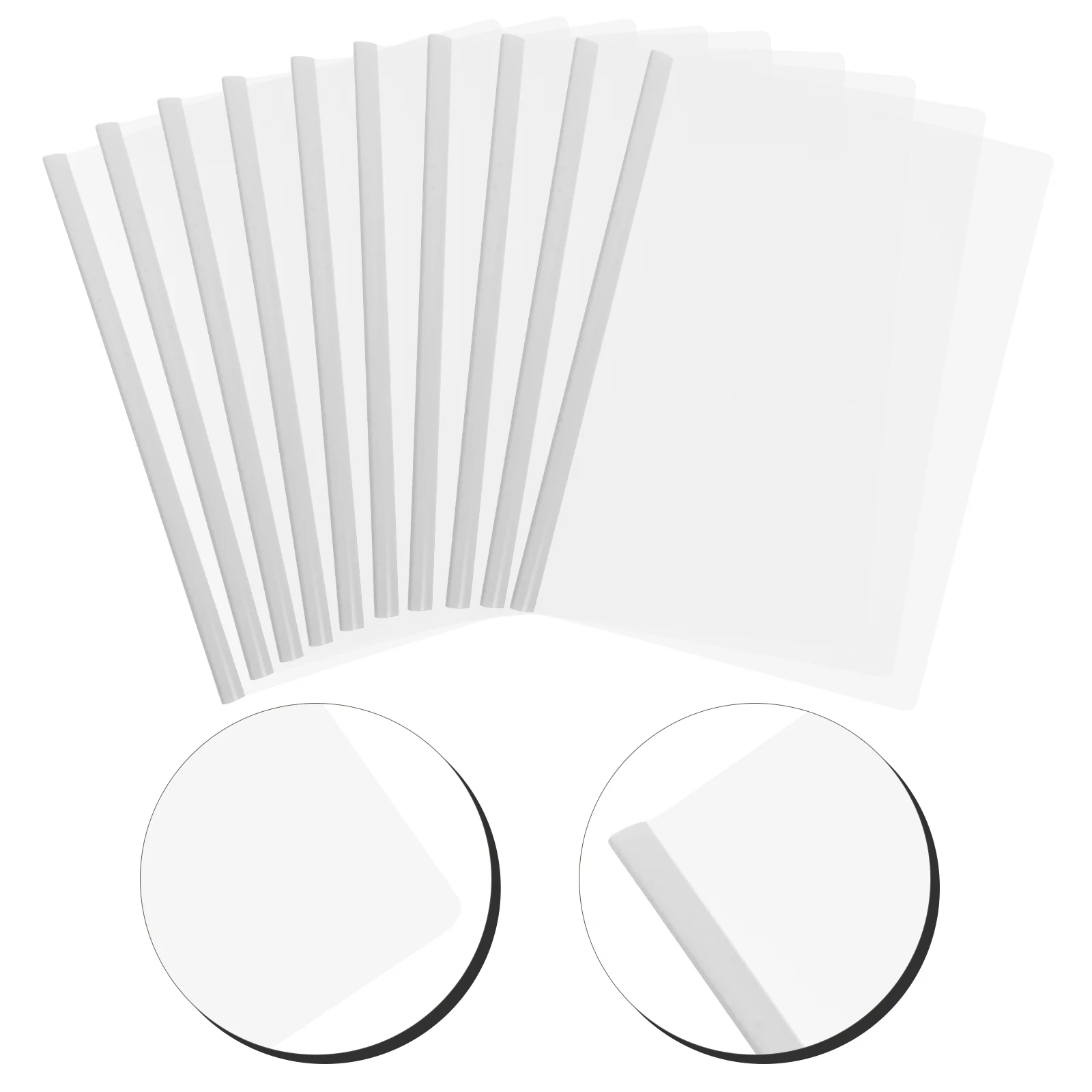 

10 Pcs Transparent Drawbar Book Cover Folder Binder Paper Report Covers with Sliding Portfolio File Fixing Clip Plastic Flip