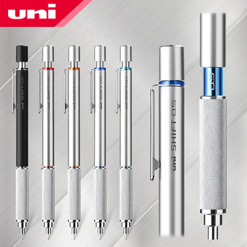 4Pcs Uni Shift Mechanical Pencils 0.3/0.5/0.7/0.9 mm Retractable Tip Low Gravity Center Graphics Design M5-1010 For School