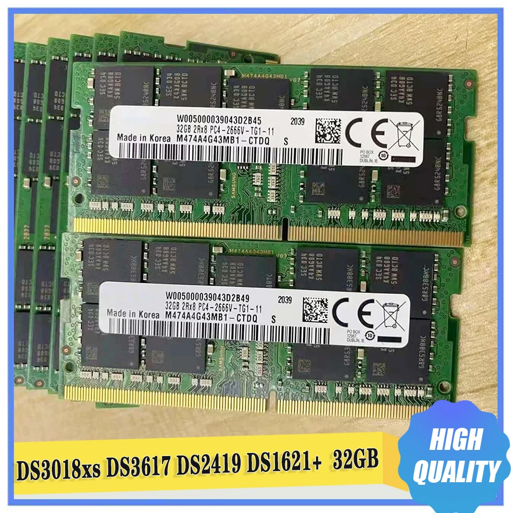 32Gb Nas Ds3018Xs Ds3617 Ds2419 Ds1621 + 32G Ddr4 2666 Pc4-2666V 2 Rx8 Ecc Udimm Memoria Di Archiviazione Per Sinologia