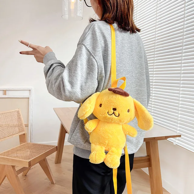 Kawaii Soft PomPomPurin Stuffed Plush Backpack Gifts For Kids Children Girls Lolita Style Bag Lovely Pom Pom Purin Bag 1