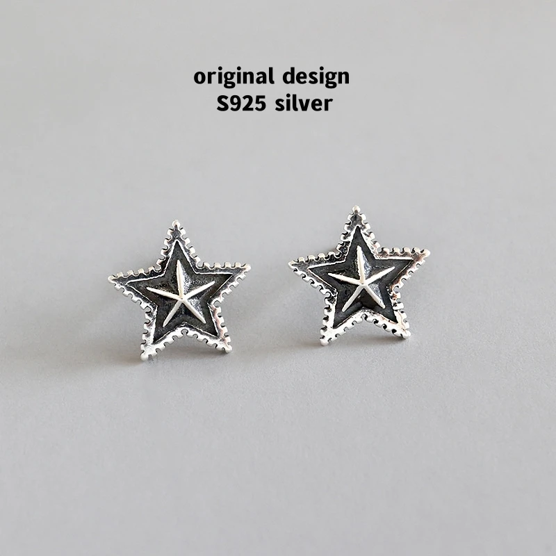 

Hot Selling S925 Sterling Silver Five-Pointed Star Earrings for Women Retro Style Fashion Luxury Banquet Jewelry Gift