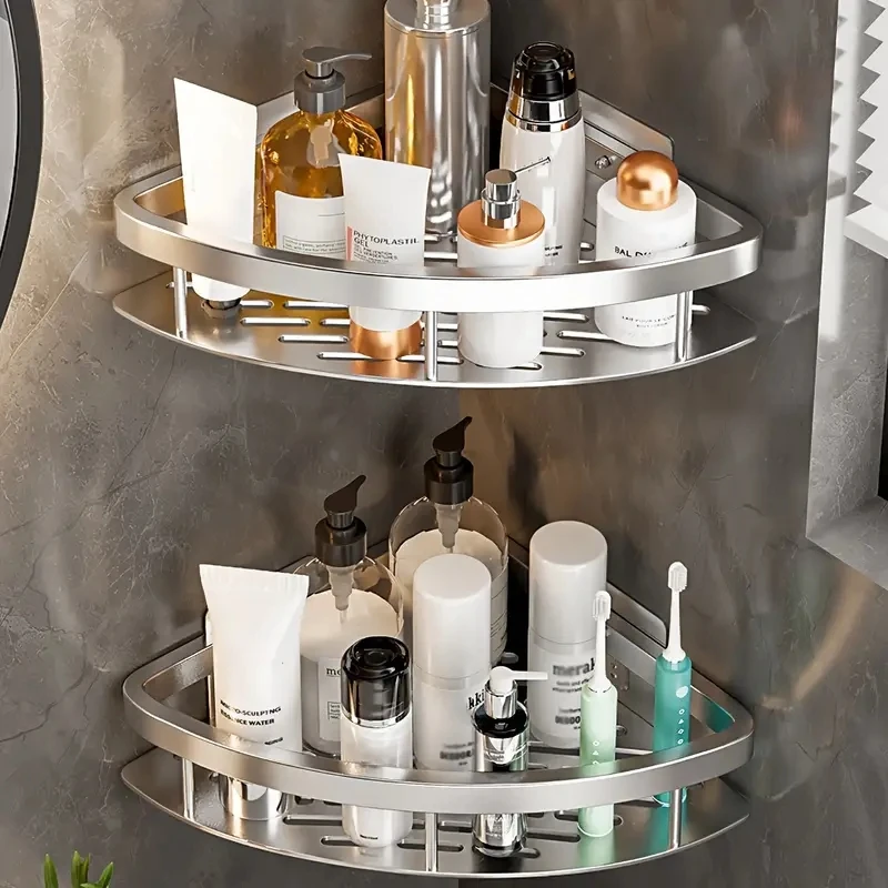 Bathroom Shelf Aluminum Alloy Shampoo Rack Makeup Storage Organizer Shower Shelf Bathroom Accessories No Drill Wall Corner storage rack,shower shelf,shampoo rack,bathroom storage shelf,storage shelf,shampoo holder,bathroom shelf,bathroom accessories,bathroom corner shelf,shower rack