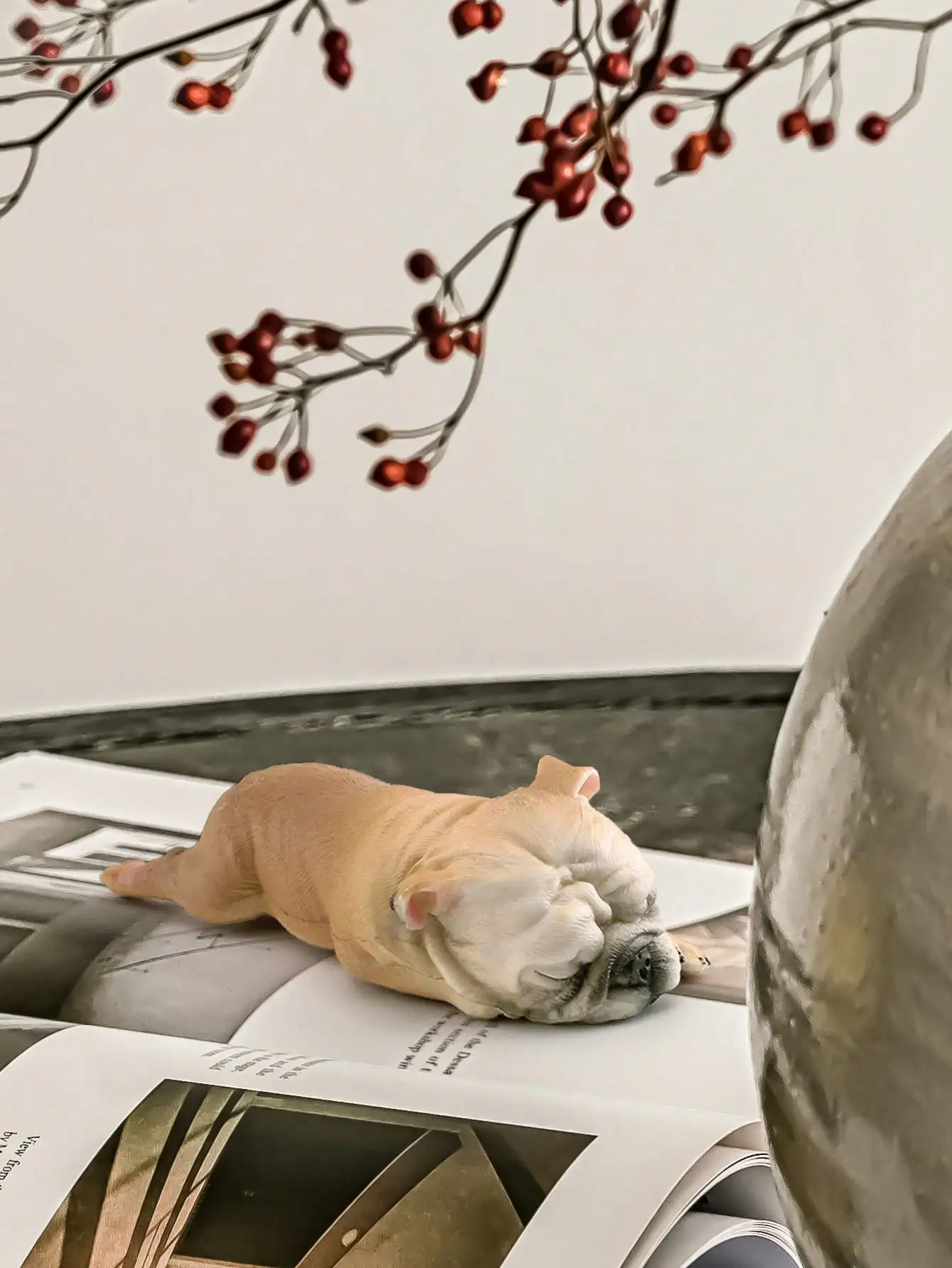 Sleepy French Bulldog Simulation Figurine - Desktop Ornament Collectible and Unique Birthday Gift