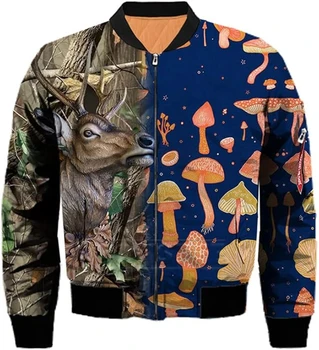 Nuova giacca da uomo di moda 3D cappotto stampato con cervo felpa allentata vestiti autunnali Pullover a maniche lunghe con cappuccio Cool Bomber Jacket 1