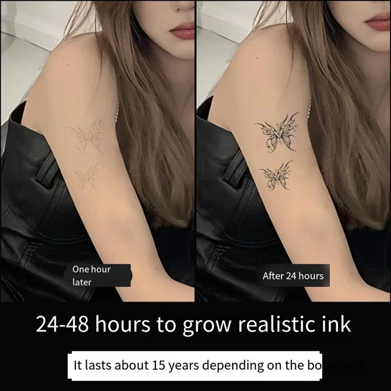 5 Pieces Bow Thigh Herbal Semi-permanent Tattoo Stickers Waterproof Female Durable Plant Sexy Big Picture Temporary Fake Tattoo