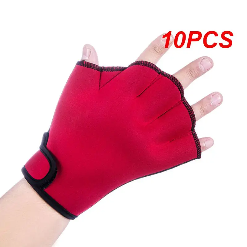

10PCS HotSwimming Gloves Aquatic Water Resistance Flippers Webbed Glove Dive Fit Paddle Training Gloves