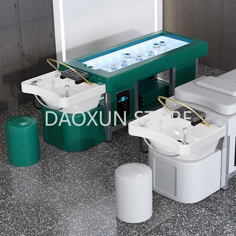 Water Circulation Shampo Chair Luxury Steam Comfort Massage Hair Wash Basin Bed Therapy Lavacabezas Salon Furniture MQ50SC
