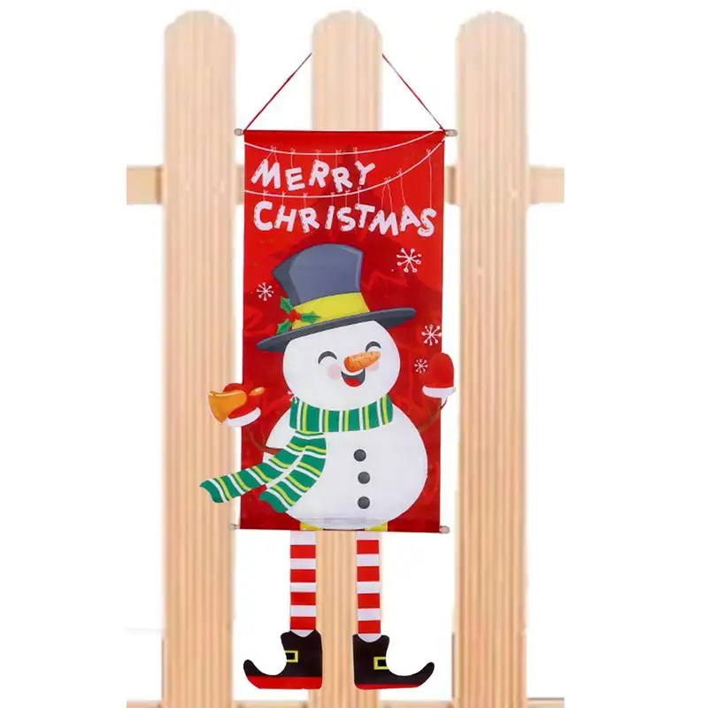 

Merry Christmas Garden Flag Christmas Window Sign Banners Santa Claus Snowman Banner Flag Ornaments For Indoor Outdoor Wall Door