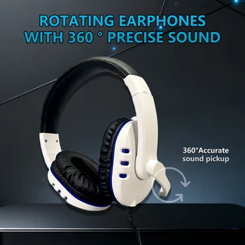 7260 Wired Headset with Mic，Ideal for Work Conferences、Study Documentation、Entertainment Gaming，Compatible with：PS4/PS5/Xbox One