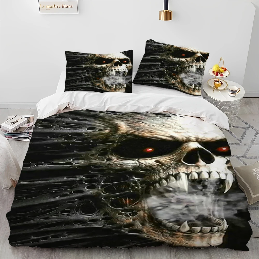 Transform Your Bedroom with a 3D Gothic Skull Bedding Set