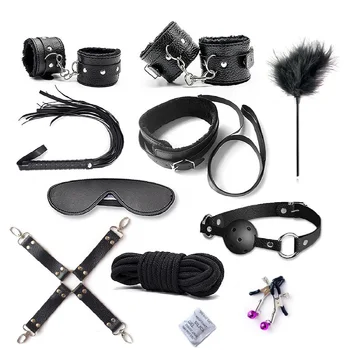 BDSM Bondage Restraint Set Sex Handcuffs Whip Anal Beads Butt Plug Anal Plug Bullet Vibrator Sex Toys for Woman Adult S&M Fetish 2