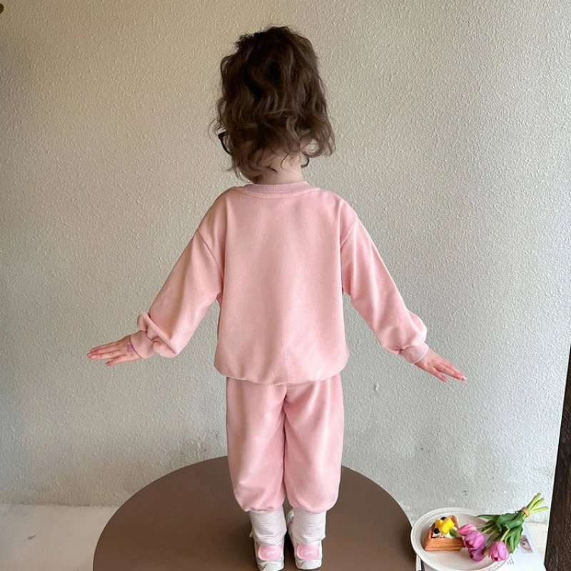 2025 New Autumn Collection Cartoon Print Girls' Sweatshirt with Cute Embellishments Spring/Autumn Rabbit-Print Kids Top Clothing