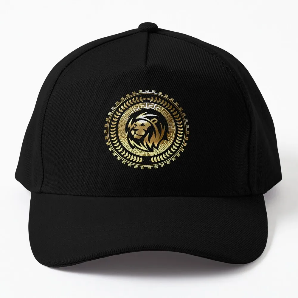 

Lion Black Gold Olive Branch Greek Key Baseball Cap Hats black derby hat |-F-| Trucker Hats Cap Women's Men's