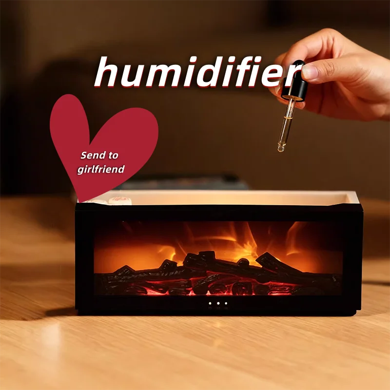 Fireplace imitation flame humidifier home bedroom colorful atmosphere lamp high-value essential oil aromatherapy machine 2