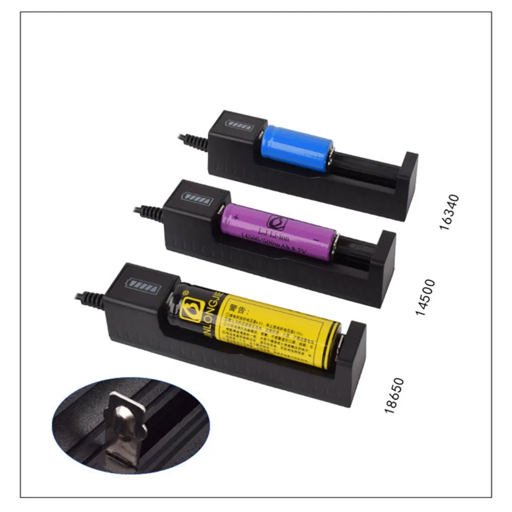 USB Battery Charger Adapter LED Smart For Rechargeable Batteries Li-ion 18650 26650 14500 18500 16650 Universal 1 Slot