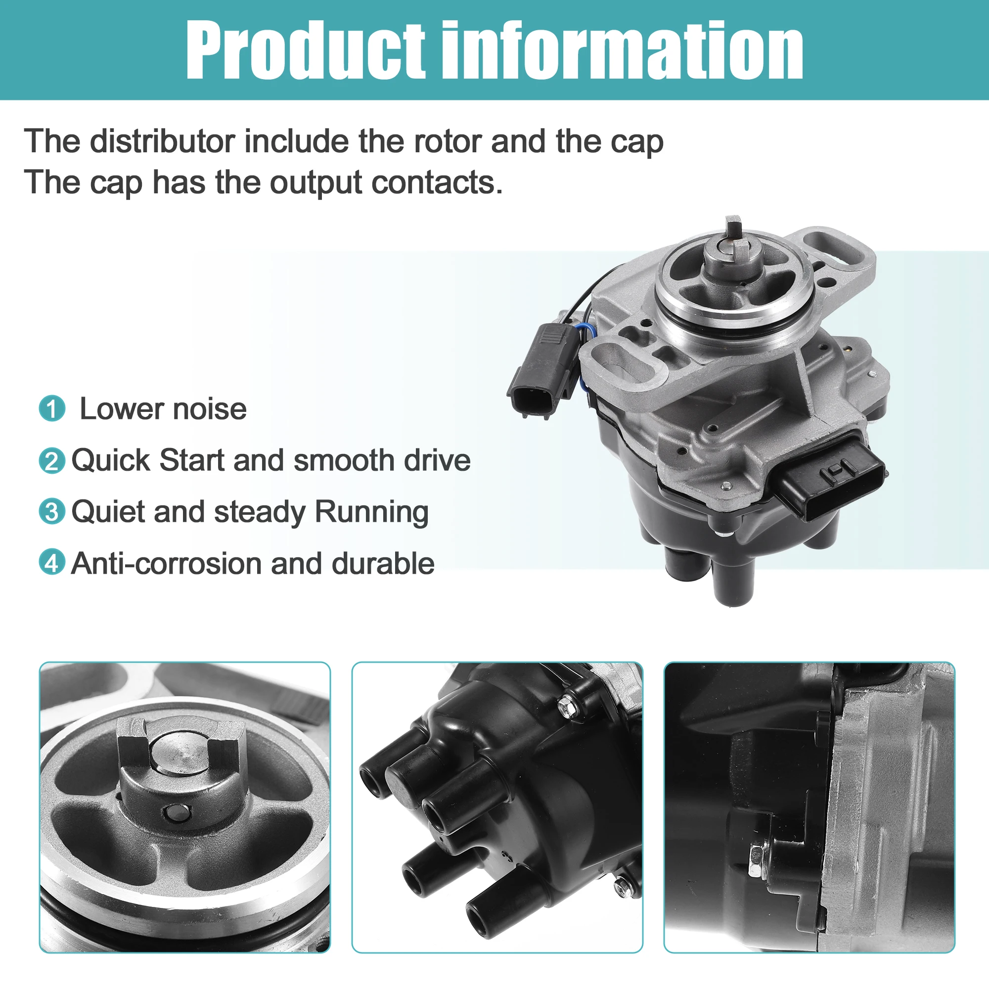 Uxcell Replacement Ignition Distributor for Nissan Sentra 1995-1999 for Nissan 200SX 1995-1998 222100-0M300 w/ Cap and Rotor