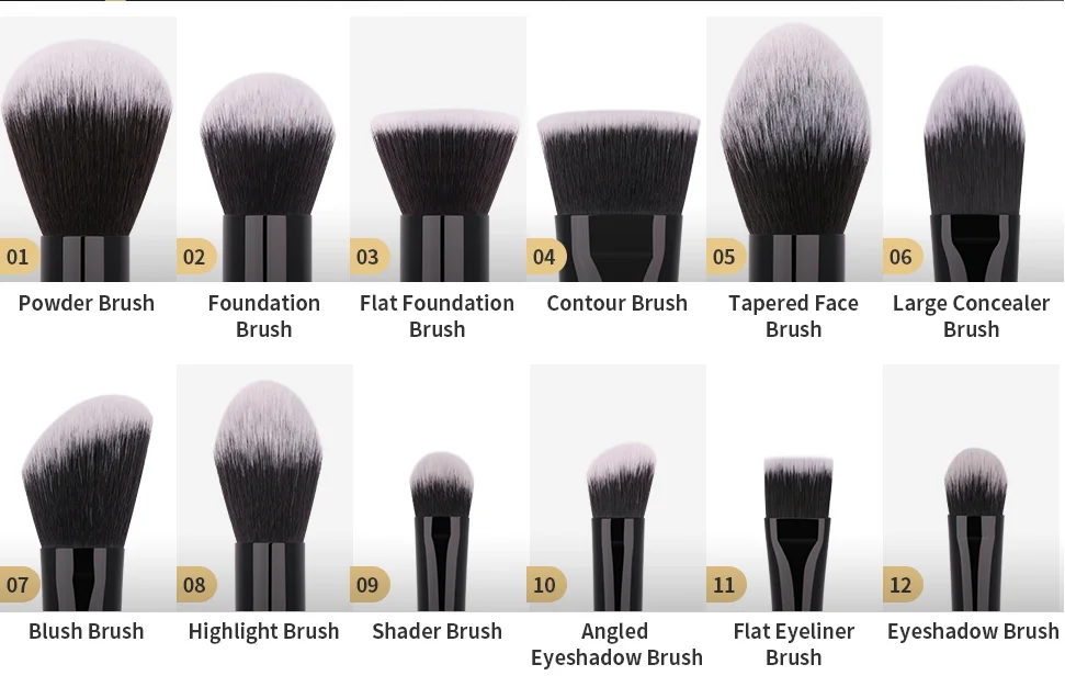 DUcare Black Makeup Brushes 8-27Pcs Synthetic Goat Hair make up brush Foundation Eyeshadow Beauty Essentials brochas maquillaje