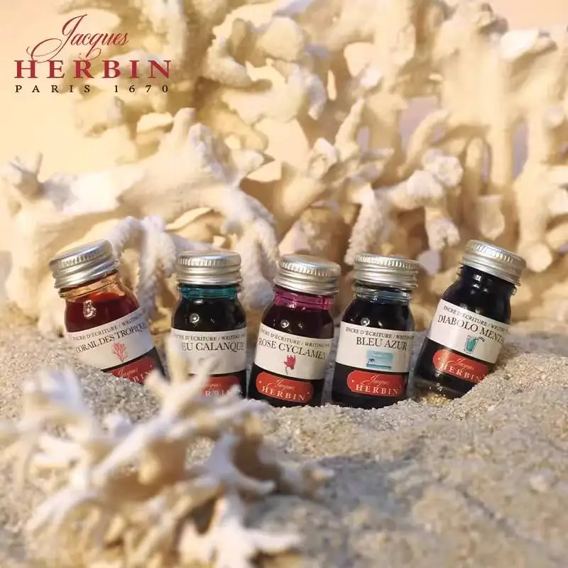 JACQUES HERBIN D 시리즈 만년필 잉크 리필 액체 비탄소 중성 염료 안료 잉크 10ml 다채로운 잉크