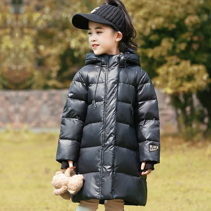 New Winter Girls Down Coats Fashion Children Jackets 85% Duck Down Parkas Long Outerwear Size 120-160cm