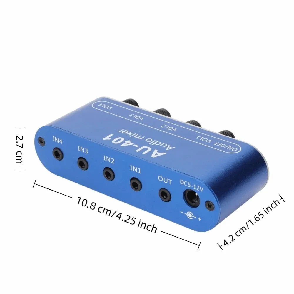3.5mm 미니 스테레오 믹서 스테레오 사운드 볼륨 조정 4 in 1 아웃 믹서 파워 앰프 사운드 선택기 앰프 노트북 오디오