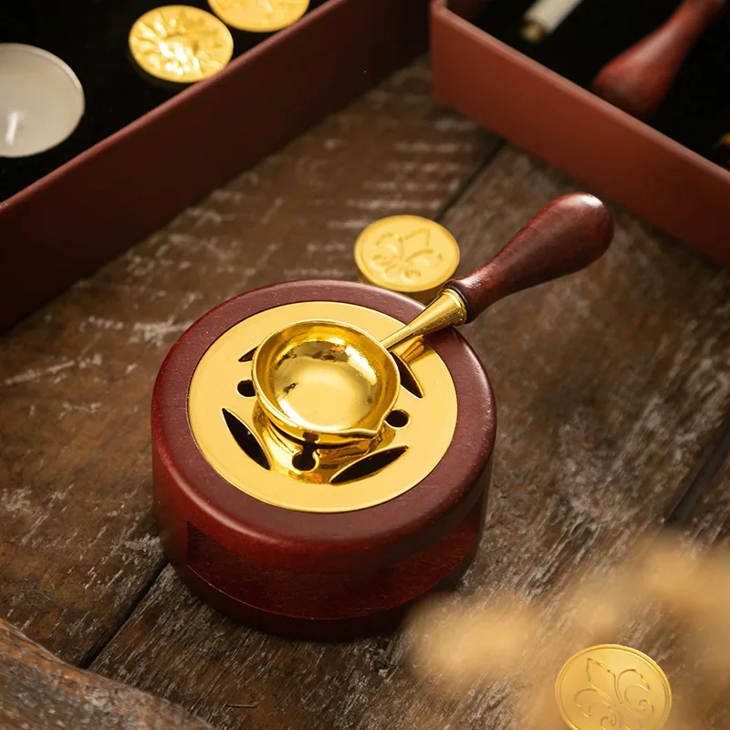 Wax Seal Stamp Set Lacquer Furnace Wax Seal Melting Spoon Rubber Wood Melting Heater Bead Pot Stick Heater Craft Supplies wax seal stamp set