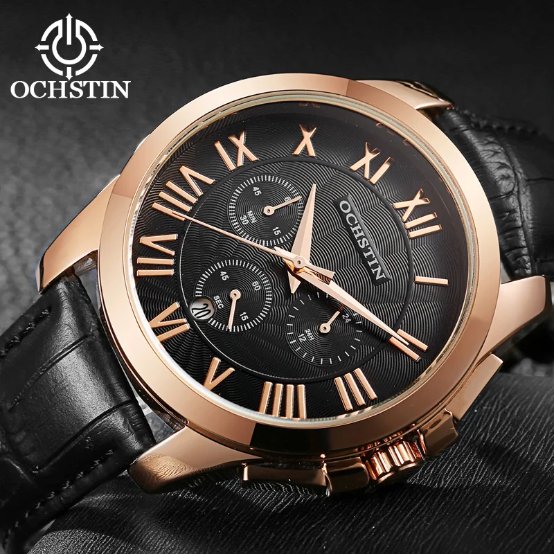Hot OCHSTIN 2024 Simple Trend Multifunction Automatic Quartz Movement Waterproof Watch Men's Quartz Watch