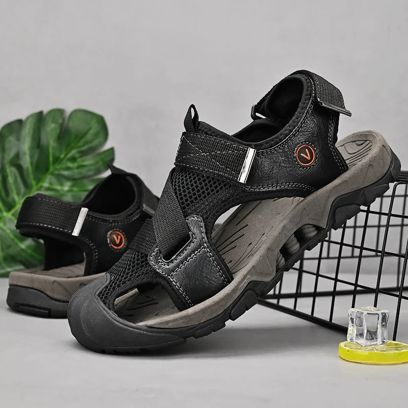 Summer Genuine Leather Mens Sandals Shoes Size 38-48 (MSC6)