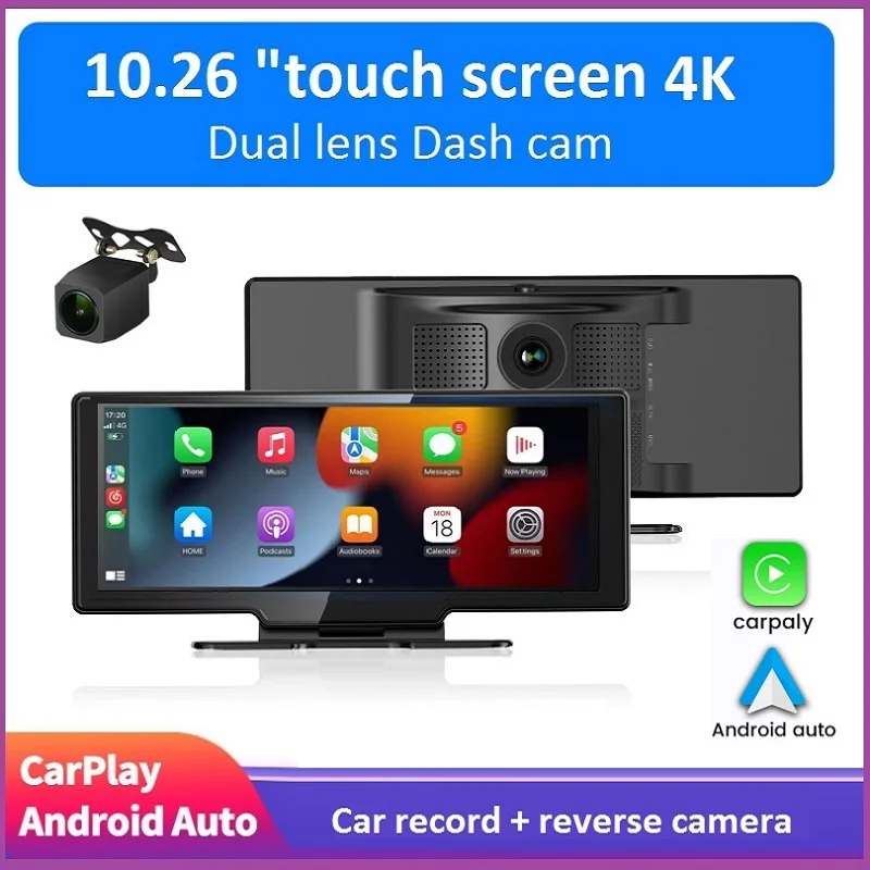 

Автомобильная камера 4K 10,26 дюйма для Volkswagen Mercedes-Benz BMW Hyundai Kia Car General 1080P, мультимедийный видеорегистратор с дисплеем BT