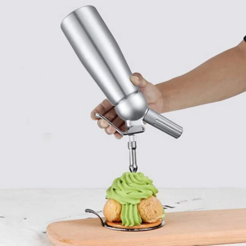 500/1000ml Pure Aluminum Cream Gun Chantilly Siphon Whipped Cream Dispenser Foaming Gun Kitchen Accessories Tools +Nozzle