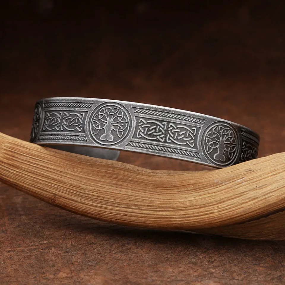 Dreamtimes Arbre De Vie Bracelet Manchette Viking Celtique Noeud
