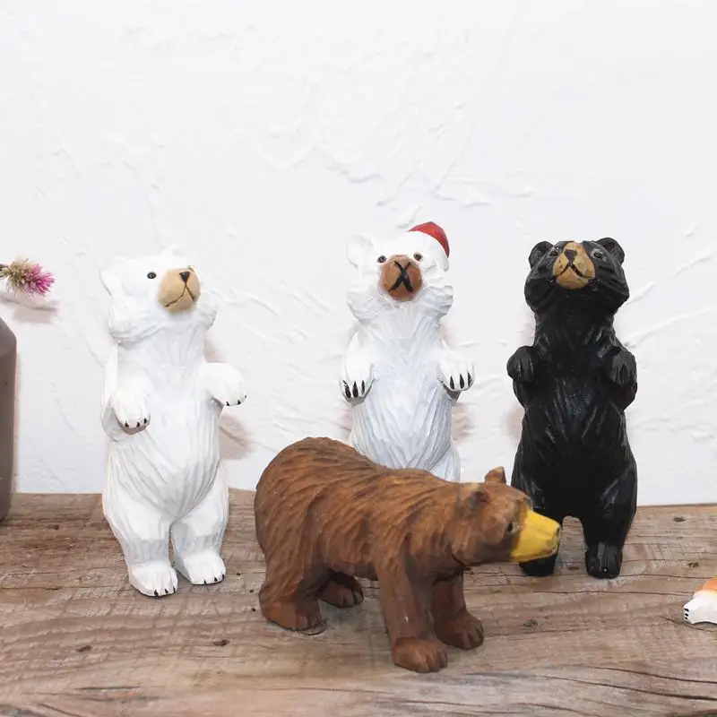 SolidWoodCarvingAnimalDecorationsBearWoodSimulationModelHome