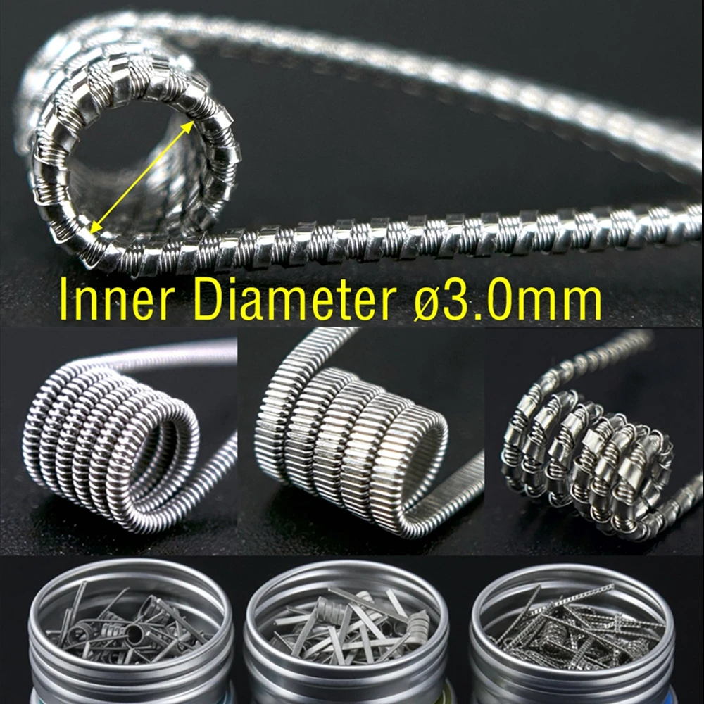 

3mm Inner Hole PreBuilt D-L/DTL Springs Coil Fused Clapton Alien Premade Resistances A1 SS316L Ni80 Hand Tool Wire