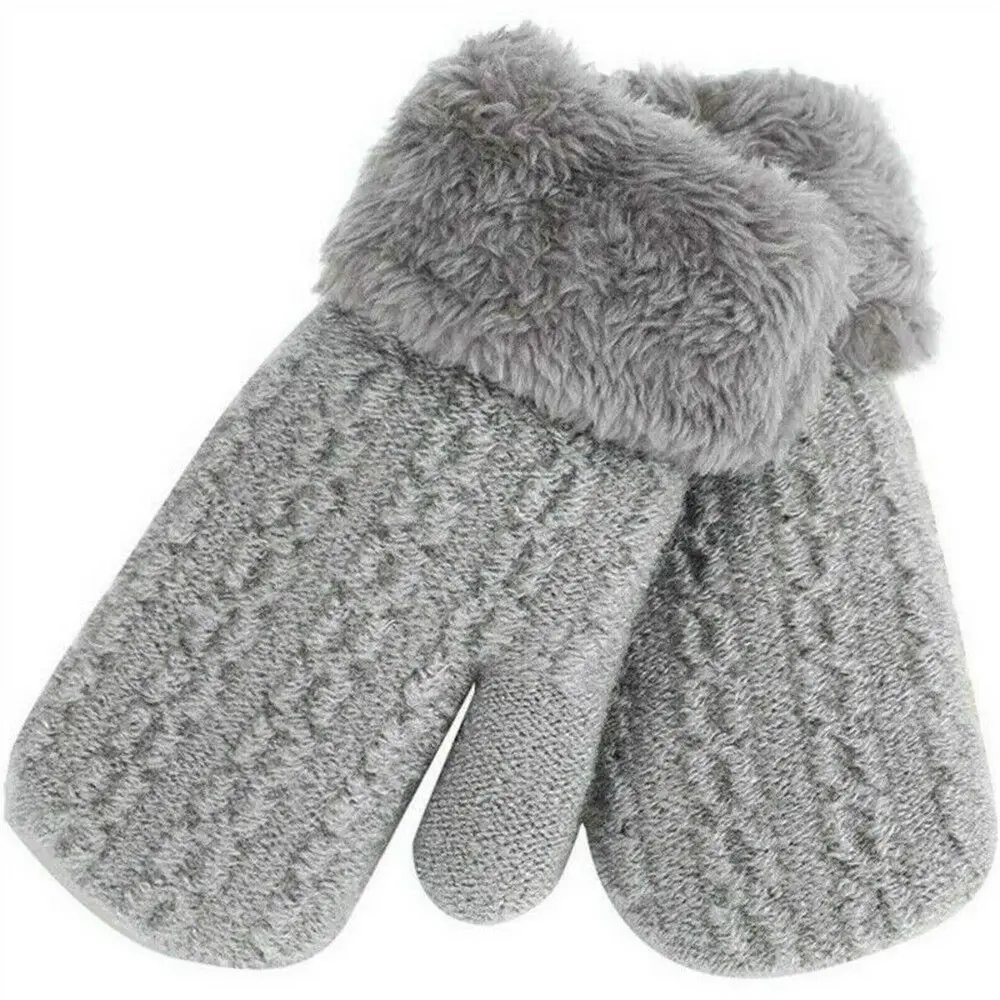 Faux Fur Hanging Neck Baby Gloves Knitted Mittens 1-4 Years For winter gloves baby mittens