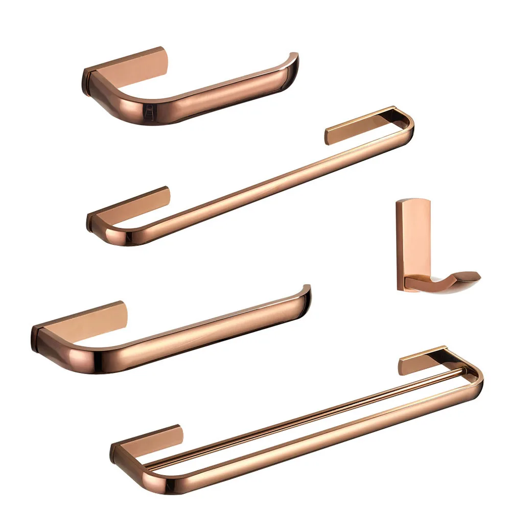 Bad Hardware Set Rose Gold Messing Robe Rack Handtuch Bar Tissue Halter Zubehör Wand Montiert Lzh105