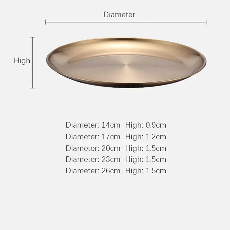 Golden Tray Luxury Metal Round Storage Tray Smiple Snack Cake Display Stainless Steel Metal Plate Photography Props Home Decor 6