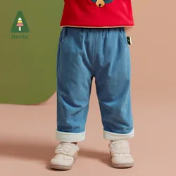 Amila Baby Children Casual Pants 2023 Winter New Multicolour Fleecing Soft Cosy Warm   Baby Clothing