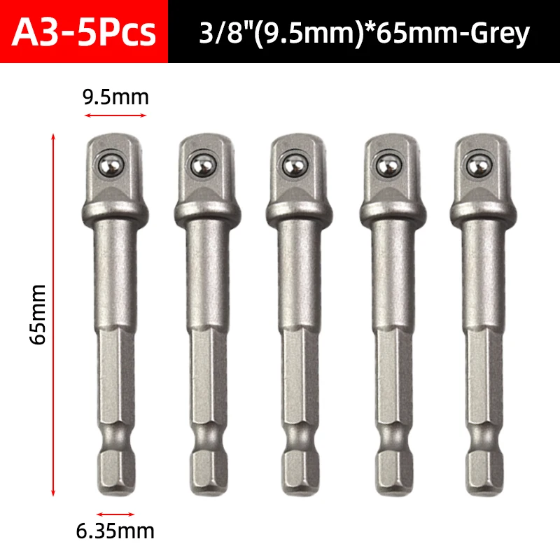 Socket Adapter Set - Impact Grade Hex Shank with Power Extension and Nut Driver