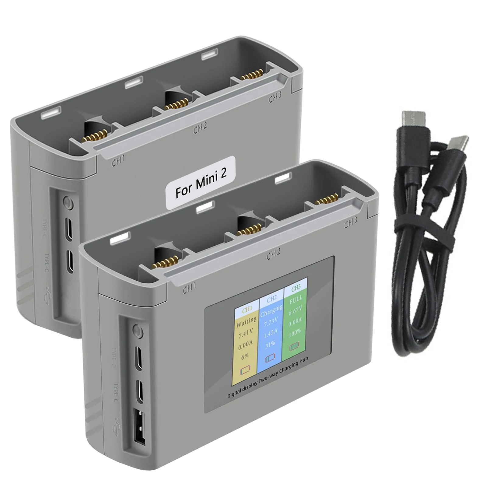 Per Mini2/Mini Se Caricabatteria A Tre Vie Di Ricarica Per Dji Mini 2 Telecomando Di Ricarica Usb