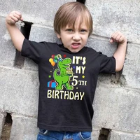 Boy Dinosaur Birthday Cartoon TShirt Birthday Number 1 2 3 4 5 6 7 8 Kids Clothes Happy Dino Tees Tops Cute Party Boy Girl Gifts 1