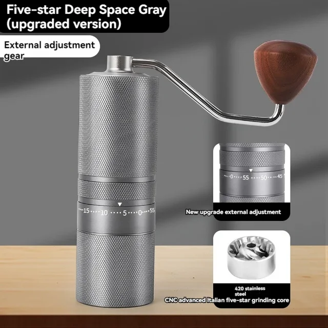 Manual Coffee Grinder 5-axis-Stainless Steel Burr Core Burr Detachable Grinding Disc Hand Coffee Mill For Espresso Coffee Maker 2
