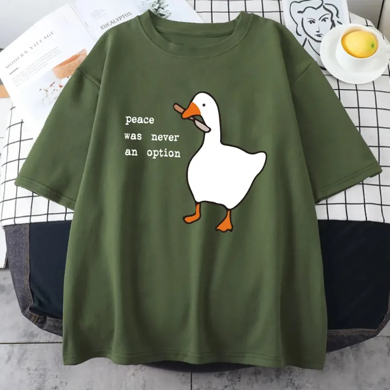 

Korean Men's T-shirt Summer Polyester Duck Print O-neck Short Sleeves, Casual and Comfortable Unisex Style Short Sleeves