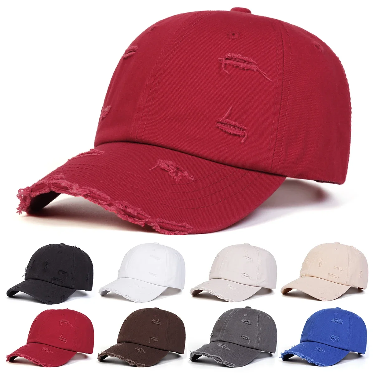 Unisex Zerrissene Jeans-Baseballkappen Frühling Herbst Outdoor Verstellbare Freizeithüte Sonnenschutzhut Sportkappe