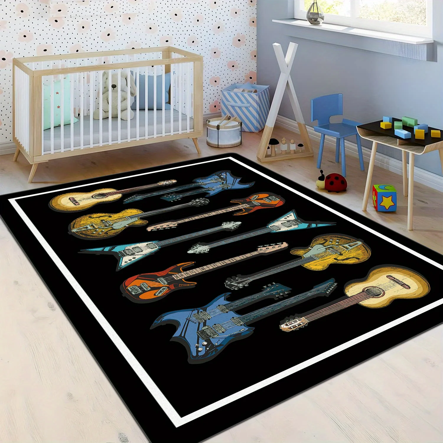 

Vintage Luxury Guitar Print Rectangle Carpet Art Rug for Bedroom Living Room Soft Fluffy Bathroom Rug Nonslip Mat Home Decor