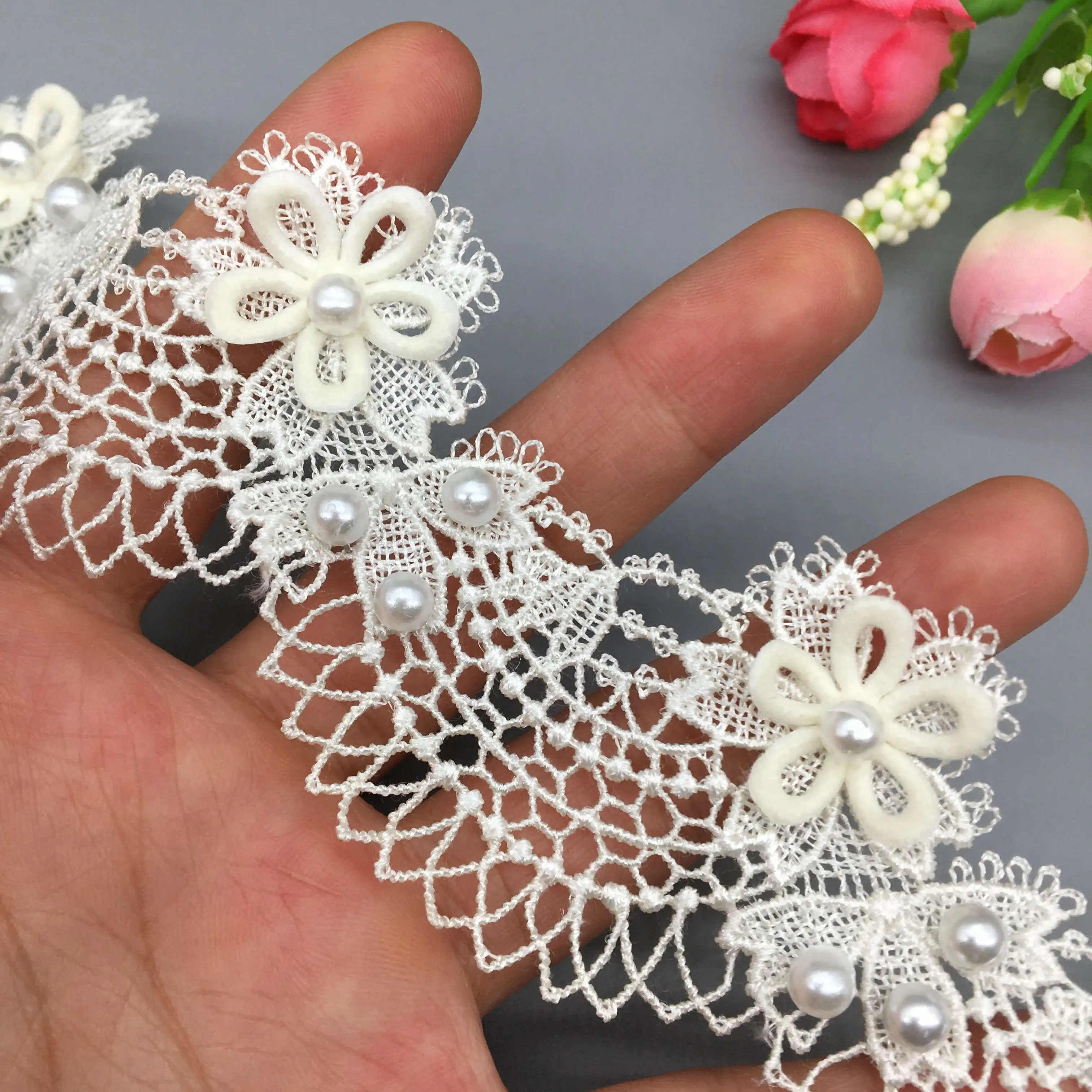 MY mama ケミカルレース 約34mm幅 約4.1m 白 幅広 リボン お洒落 三角ポンポン □ 花 ドット 女の子 クラシカル ブレード  アンティーク レトロ 手芸 □ : 手作り工房 MYmamaヤフー店 - 通販 - Yahoo!ショッピング レーストリミング、DIYエッジングリボン、 3ヤード 4cm幅 コットンレースリボン ヴィンテージかぎ針編みリボン 装飾リボン 裁縫